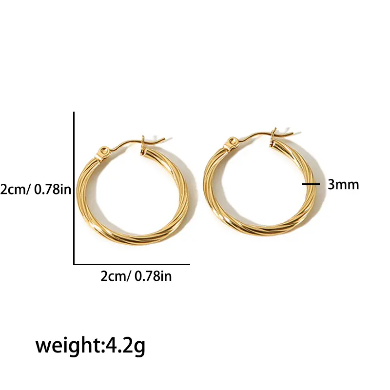 1 Pair Of Stylish 18K Gold-Plated Stainless Steel Twist Earrings Suitable For Women's Daily Wear h5 Picture2